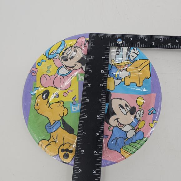 2 Vintage Disney Babies Mickey Minnie PAPER PLATES 1st Birthday Party Deadstock - Picture 4 of 6